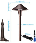 Low Voltage LED Landscape Path Lights 12 24V AC DC IP65 Outdoor Walkway Lights Oil Rubbed Bronze Flat Cone Head 6 Pack dimensions