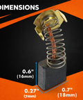 Carbon Brush Replacement Kit 0.6 x 0.27 x 0.7 Inches 16 x 7 x 18mm For Makita Angle Grinder GA7021 dimensions view