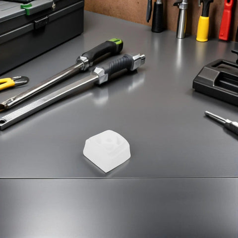 Toe Stops For Roller Skates Replacement High Grip White Brake Pads on workbench with tools, quick stop easy install