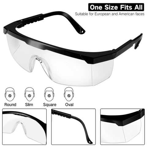 5 Pack Black Safety Goggles With Clear Anti Fog And Anti Scratch Lenses Tough Waterproof Protective Eyewear For Lab Work Construction