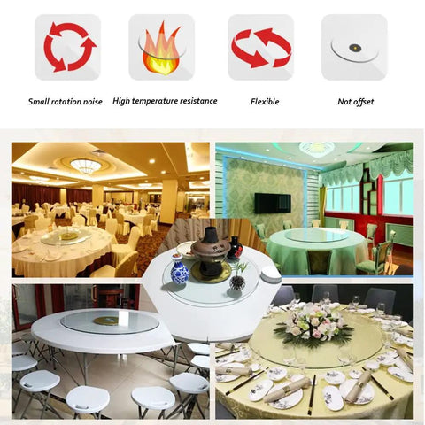 Tempered Glass Lazy Susan Turntable For Dining Table With Swivel Assist System on various dining setups
