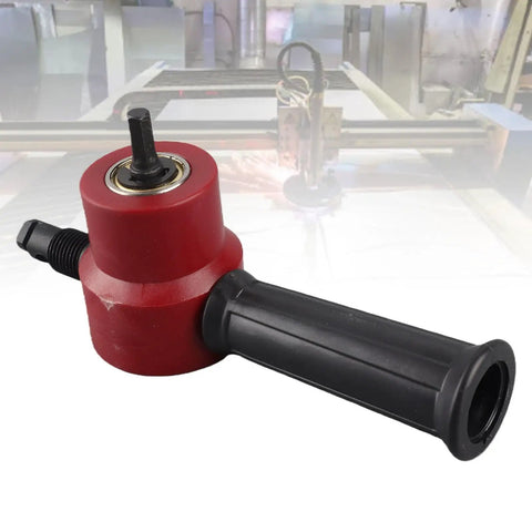 Heavy Duty Sheet Metal Nibbler Cutter Double Headed Drill Bit Attachment For Straight Curved Circle Cuts Iron Steel Copper Aluminum Works On 8mm Electric Pneumatic Drills Red Version with ergonomic handle.