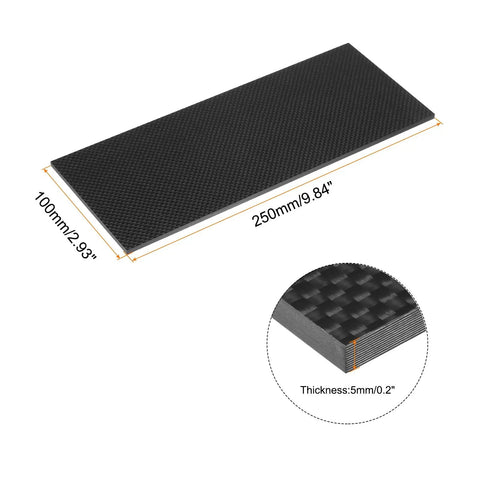 Carbon Fiber Sheet 100x250x5mm Glossy Pultruded Flat Plate Plain Weave For Kites RC Planes Drones Boats And Hobby Projects 3K