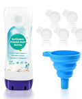 Leak Resistant Refillable Bottle For Swiffer Power Mop 720 ML No Fuss Fit Grab And Go Spill Proof Refills Easy To Use Cuts Down Refills Durable BPA Free Container For Cleaner Mopping, 720ml bottle and blue funnel