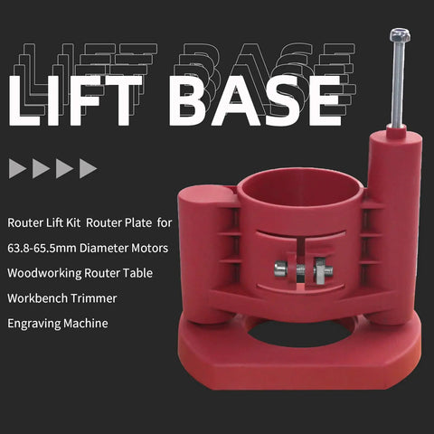 Slick Aluminum Router Lift Kit With Dead Nuts Accurate Dial Scale Flip Plate for Rock Solid Woodworking Table Mount Upgrade, red router lift base