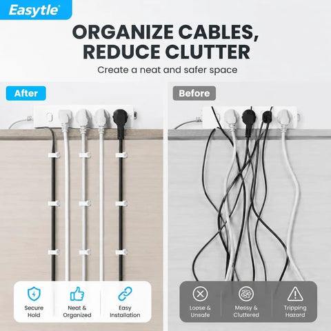 Durable Nail In Cable Clips Set of 100 for 8mm Cords and RJ45 Cat5 to Cat7 Ethernet Cables Flat Wall Mount Clips for Coax Speaker Wire and Cords Easy Install With Hardened Nails and Stable Plastic, white clips on wall cables
