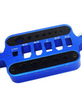 Heavy Duty Hella Durable Aluminum Soldering Station Plate With Secure Multi Size Pockets For Xt60 Xt90 T Plug Banana Connectors Heat Resist Number One Rc Tool Jig Blue, top view of blue aluminum jig with size markings.