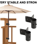 Heavy Duty Deck Umbrella Holder For Railings Adjustable Metal Mount Attaches To Balcony Or Patio Rail Easy Install