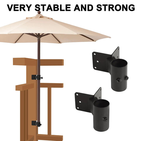 Heavy Duty Deck Umbrella Holder For Railings Adjustable Metal Mount Attaches To Balcony Or Patio Rail Easy Install