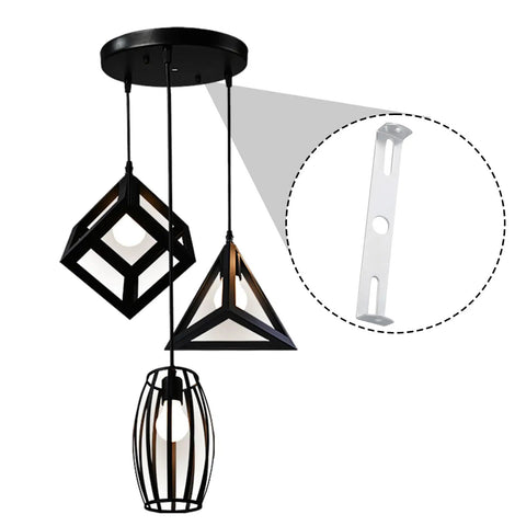 Six Pack Universal Light Fixture Mounting Bracket Square Kit For Ceiling Or Wall, shown with pendant lights