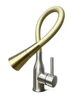 360° Swivel Kitchen Faucet, Pull Down Silicone Faucet with Reinforced Hose, Stainless Steel single handle faucet (Gold)