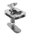 Front view of stainless steel square cam latch with T-handle for marine boat hatch doors.