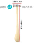 Two-Sided Chasing Hammer With Wooden Handle And Steel Head, 14mm Ball Pein And 28mm Domed Face For Texture, Embossing, And Smoothing