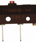 Rock Solid Micro Switch With Pin Plunger Actuator Spdt 5 Amp 250 Volt Heavy Duty Industrial Grade Electrical Component, top view with terminals.