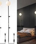 Two Pack Plug In Wall Sconces With Globe Shade Indoor LED Wall Lights For Bedroom Living Room Hallway And Corner Modern Wall Lamp Set With On Off Switch 110 240V 5W G9 LED Included displayed in bedroom setup