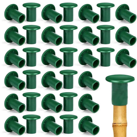 Premium Garden Cane Caps For Bamboo Sticks That Totally Block Sharp Ends And Keep Hands Safe Plus Eyes Protected From Accidents When Working In The Yard. Green PVC cap set for 8-12mm bamboo sticks