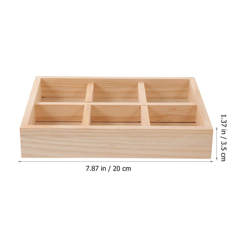 Dope Pine Wood Jewelry Tray With Six Grid Dividers Multi Compartment Ring And Earring Catch All Decorative Desktop Organizer Storage For Dorms And Living Rooms Absolute Go To For Makeup Accessories Daily Setup, 20 cm size.