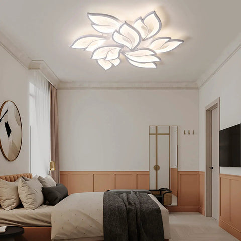 Dope Modern LED Ceiling Light Dimmable Flower Shape Flush Mount 9 Head Acrylic Petals Chandelier Lighting in bedroom