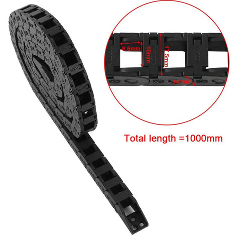 10x11mm Drag Chain Semi Enclosed Adjustable Cable Carrier Black 1M Flexible Nested Drag Chain Cable Track For 3D Printers CNC Routers And Milling Rigs