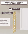 Sliding Barn Door With Hardware Kit, White Primed Solid Manufactured Wood Panel, Durable Track System, packaging contents