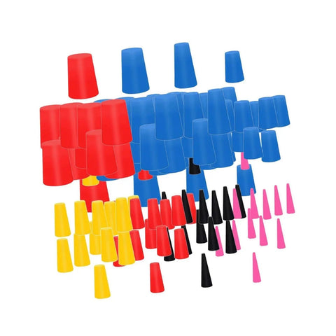200 Piece High Heat Silicone Rubber Tapered Plug Kit Assortment With Durable Stopper Seals For Plumbing And Gasket Repair, Tough Wear Resistant Stoppers Ranging From One Sixteenth Inch To Five Eighth Inches That Will Hold Up In Any Job Or Home Project. assorted tapered silicone rubber plugs in red, blue, yellow, black, and pink