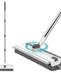 3 In 1 Floor Scrub Brush With 54 Inch Adjustable Long Handle Scraper And Squeegee, V Brush For Grout, Heavy Duty Stiff Bristles in view