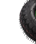 Heavy Duty 10 Inch Pneumatic Caster Wheels Set Of 4 Featuring 2 Swivel And 2 Rigid Air Filled Rubber Tires close-up with tread design.