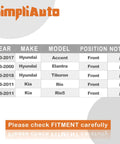 Compatibility chart for Two Front Wheel Hub Bearing Assembly 510055 Compatible With Hyundai Accent Elantra Tiburon Kia Rio Rio5