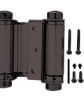 Oil Rubbed Bronze Double Action Spring Door Hinge 3 Inch Fits Doors 3/8 To 1-3/8 Inch Thick Swing Both Ways Solid Steel Construction Includes Mounting Screws with screws and pins