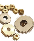 1 Piece 0.5 Module 63 Tooth Brass Spur Gear With D Hole Pinion 32.5mm Diameter 5mm Thick visible with multiple bore sizes