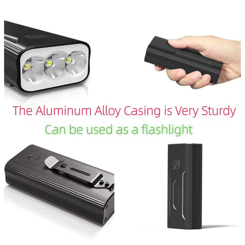 3000 Lumen Super Bright Bike Lights Front And Rear With 5200mAh Battery USB Rechargeable sturdy aluminum design