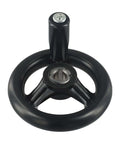 Heavy Duty 3 Spoke Hand Wheel With Revolving Handles for Milling Machines Lathe Grinders Plastic Industrial Handwheel 12x100mm