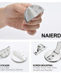 Magnetic Door Stop Set 304 Stainless Steel Brushed Silver No Drill Adhesive Mount With 3M Tape Wall Protector installation