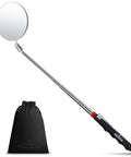 Heavy Duty Telescoping Inspection Mirror With 3.23 Inch Round Mirror, Up To 30 Inch Reach, 360 Degree Swivel, Non Slip Handle, Includes 2 In 1 Storage Pouch
