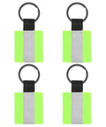 Four Pack Fluorescent Green Reflective Safety Pendants For Night Running, Cycling, Walking, Hiking, And Backpack Gear And Double Sided Fabric