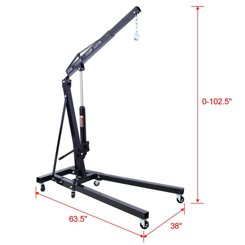 Heavy Duty Folding Engine Hoist Cherry Picker Crane Lifts Four Thousand Pounds With Six Swivel Casters built like a tank with adjustable height.