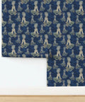 Little Rococo PVC Free Wallpaper Featuring Heavy Duty Poly Blend With Smooth Linen Texture For Kitchens Bathrooms And Mudrooms, blue pattern