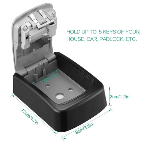 Open 4 Digit Combination Key Lock Box Wall Mount With Resettable Code And 5 Key Capacity Heavy Duty Zinc Alloy And Steel Construction