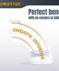 Four Inch ID 90 Degree Dust Collection Elbow Fitting For Four Inch OD Pipes Easy Clip On Quick Connect Clear View Built In Coupler Durable Plastic