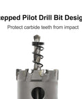 Front view of a 1-3/8 in (35 mm) carbide hole saw cutter with tooth-tipped teeth on a gray metal body.