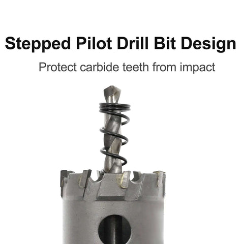 Front view of a 1-3/8 in (35 mm) carbide hole saw cutter with tooth-tipped teeth on a gray metal body.