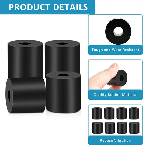 20 Piece Multi Use Rubber Spacers Set One Inch Outer Diameter Three Eighth Inch Inner Diameter One Inch Thick Anti Vibration Neoprene Bushings Tear Resistant Black Washers For Everyday Home And Car Fixups, black neoprene spacer set