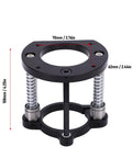 Aluminum Router Lift Base With Two Jaw Clamping Manual Lifting System And Crank Handle For 64-66mm Trimming Slotting And Chamfering Woodworking Project Setup Rustproof Stainless Steel Support Rod For Smooth Durable Heavy Duty Performance. 70mm lift, 62mm top