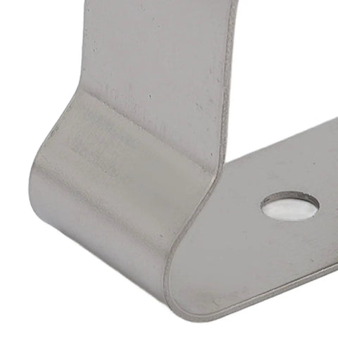Rock Solid Heavy Duty Window Well Cover Clamps Plus Spring Clips Crafted From Cold Rolled Steel With Zinc Plating For Corrugated Metal And Plastic Wells Perfect For Any Outdoor Job Site To Secure Covers Tight and Tough 5 Pack close-up of zinc steel clamp