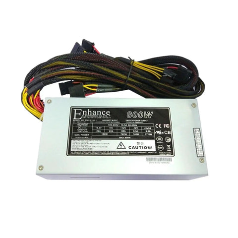 2U 800W Industrial Beefy Switch Power Supply For 2U 3U 4U 6U Rackmount Chassis Workstation And Server Case High Efficiency Wide Input 100-240V Reliable Round The Clock Operation Durable Metal Enclosure, silver metal unit with cables