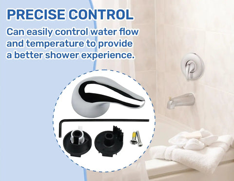 Universal Tub And Shower Lever Handle Replacement For Posi-Temp And Moentrol Valves, Easy Turn Chrome Finish showing components
