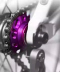 Single Speed Conversion Kit For Shimano HG Freehub With CNC 7075 Aluminum Cog and Spacer Set in use on bicycle wheel