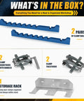 Premium 19 Inch Panel Clamps With Bonus Storage Rack Delivering Four Way Pressure For Flawless Woodworking Glue Ups and clamp storage rack with headstocks and tailstocks.
