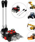 Beefy Hydraulic Flow Control Valve With Two Spools, 11 GPM, G Port Inlets, Adjustable Relief, For Tractor Loaders, 3600 PSI