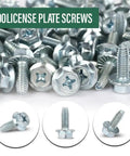 License Plate Screws For American Cars Rock Solid Size Fourteen By Three Quarters Inch With Hex Phillips Flat Slotted Combo Head